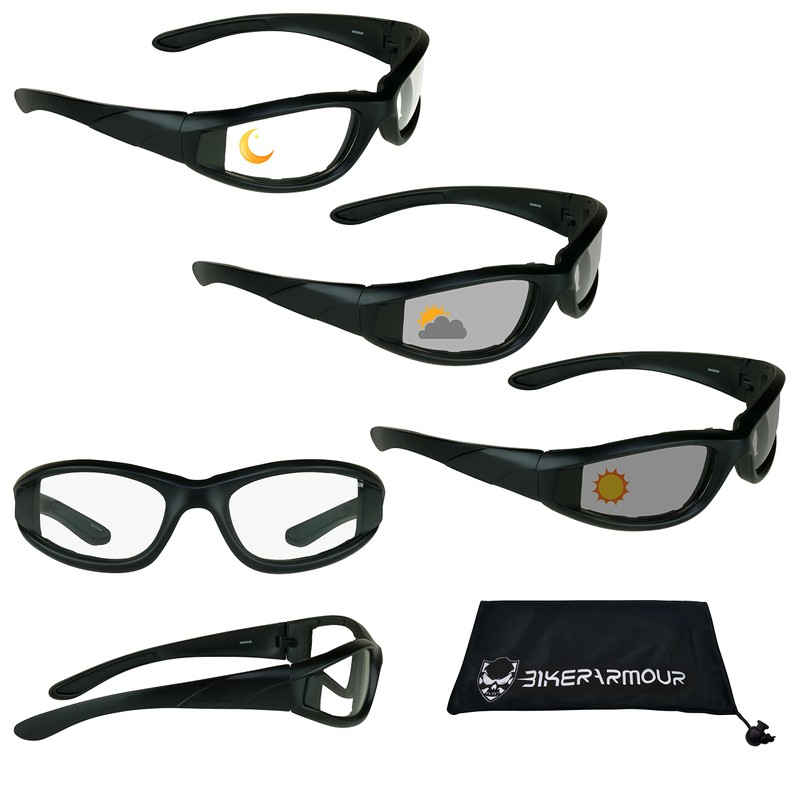 Bikershades Motorcycle Transitional Sunglass Men Women Safety Photochromic Clear to