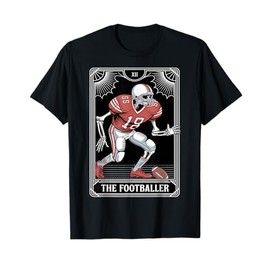 American Skeleton Football Player Tarot Card Graphic Tee T-Shirt