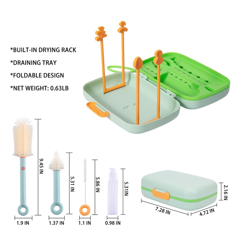 Suvast Bottle Cleaning Brush Set, Green, Polypropylene