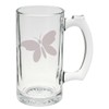 Pretty Butterfly Glass Stein Mug 25 ounce
