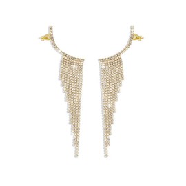 Elegant Long Tassel Rhinestone Earrings, Dazzling Alloy Drop Dangle Earrings for Women, Versatile Jewelry for Evening & Formal Wear (Gold)