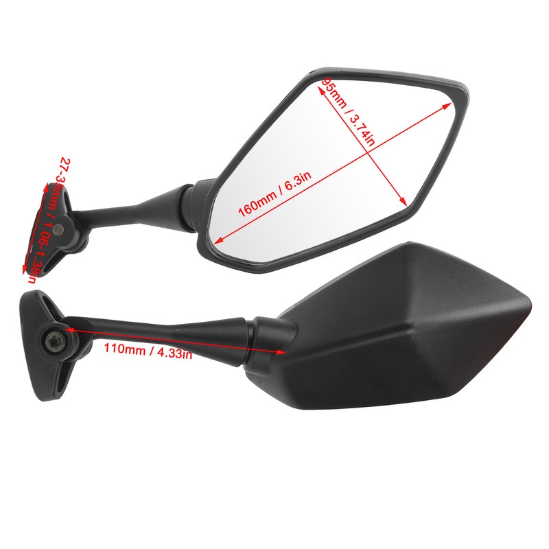 Pair Motorcycle Rearview Mirrors Black Visibility Replacement for Honda CBR
