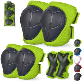 Banzk Kids/Youth Knee Pads and Elbow Pads Set with Wrist Guard 3 in 1 Kids Protective Gear Set for Kids 3-14 Years for Skateboard Roller Skating Skiing Rollerblading Cycling BMX Biking Running Scooter