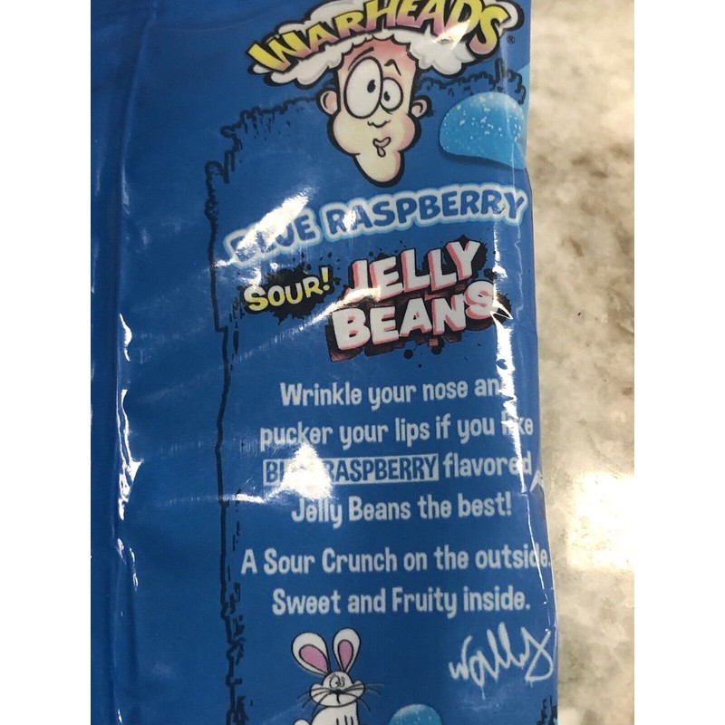 Warheads-Blue Rasberry Sour Jelly Beans Candy: 4oz/113g. ShipN24Hours-N