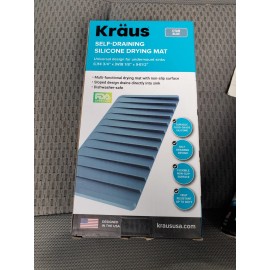 Kraus New Kraus Self Draining Dish Drying Mat 8 1/8” x 14 ¾”x 1/2" Blue Silicone Sink