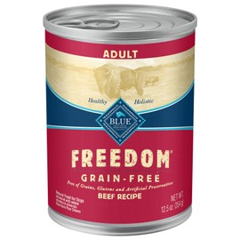 Blue Buffalo Freedom Grain Free Natural Adult Wet Dog Food, Beef 12.5oz cans (Pack of 12)