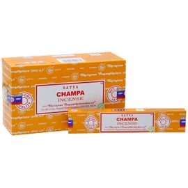 EARTH Satya Champa Incense Sticks 15 GMS (Pack of 12) (Green Certified) Indian Perfumed Hand Rolled Agarbatti Perfect for Worship, Relaxation, Medication.