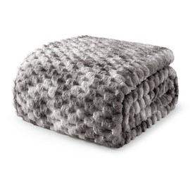 Exclusivo Mezcla Twin Size Soft Fleece Blanket, 60x80 Inches Stylish Jacquard Velvet Blanket for Bed, Fuzzy Cozy Lightweight for All Season, Tie-dye Grey