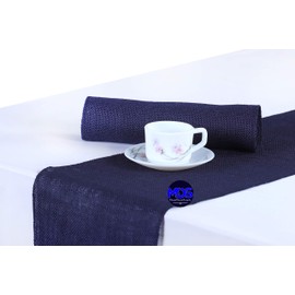 MDS Pack of 15 Pieces Wedding 12 x 108 inch Navy Blue Burlap Table Runner, Rustic Farmhouse Jute Country Vintage Jute Burlap Roll for Wedding and Home Decor, Coffee, Tea, & Outdoor Tables - Navy Blue