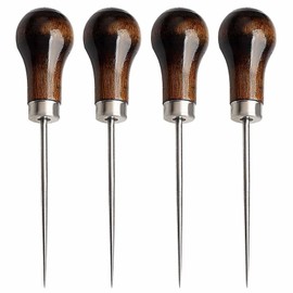 4 Pack Awl, Gourd Shape Awl Tailors Awl Wood Handle Scratch Awl Sewing Awl Tool for
