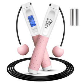 Uten Cordless Skipping Rope, Digital Ropeless Skipping Rope with Counter, Adjustable Length Jumping Rope for Adults Kids, Weighted Handles, for Exercise, Fitness, Crossfit, Boxing, Gym