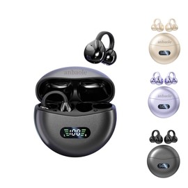 anbaole Clip on Wireless Bluetooth 5.4 Earphones, Open Sport Earphones with Microphone, Noise Reduction, Waterproof, Fitness Earbuds, LED Battery Display, Ultra Long Standby (Color)