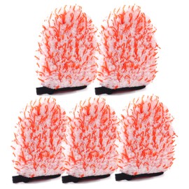 SPTA Microfiber Wash Mitt, 5PCs Car Wash Glove for Small Areas, Microfiber Scratch Free Ultra Absorbent Car Wash Mitt, Orange Dusting Mitt for Car Detailing, Machine Washable, for Car, SUV