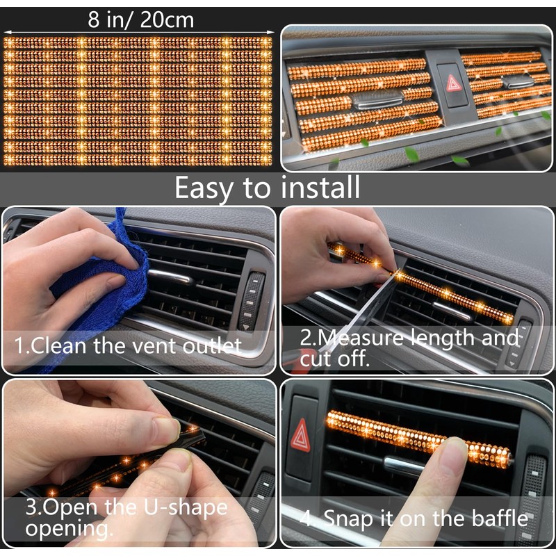 NBTEPEM 27 PCs Orange Bling Car Accessories Set for Women,