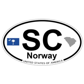 US Decal, Inc. Norway, South Carolina Oval Sticker with State Flag