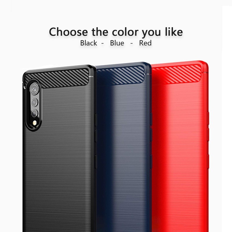 SCL Case for LG Velvet,[Red] Carbon Fiber Effect Gel Grip