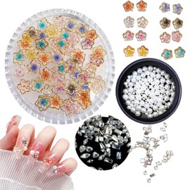 shefun Cherry Blossom Nail Parts, Flower 3D 3D Japanese Style, Spring, Small, 0.3 inches (8 mm), Sparkling Cute, Sakura Nail Parts, Cherry Blossom Parts, Cherry Blossom Parts, Resin Parts, Resin Parts