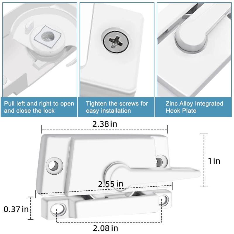 Sliding Window Sash Locks White ZUONAI 8 Pack Cam Sash