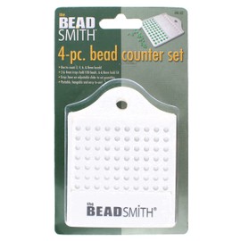 The Beadsmith Bead Counter Set – 4 Trays in Assorted Sizes, for 3-8mm Beads, w/Adjustable Slider for Set Quantities, Use to Count, Sort and Organize Beads and Pills