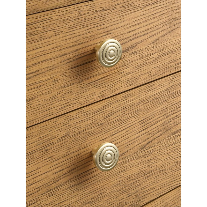 JIASENBAO 5 Pack Gold Cabinet Knobs Round Brushed Brass Drawer