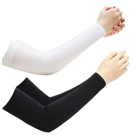 RIBHNXHI [2pcs] UV Protection Cooling Arm Sleeves UPF 50+ for Men Women Youth Arm Support for Cycling Baseball Basketball Driving One Size Fits Most