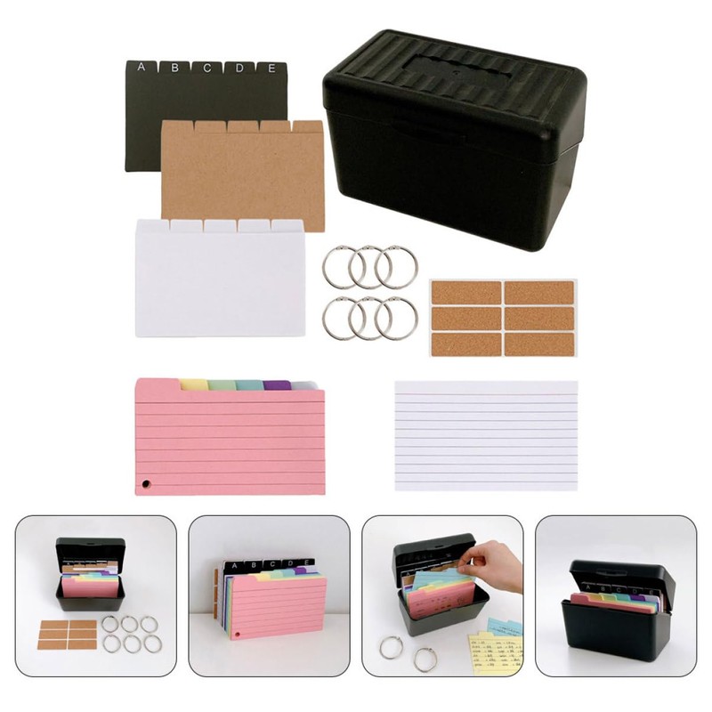 jojofuny Index Card Set Storage Box for Note Organization Flashcards