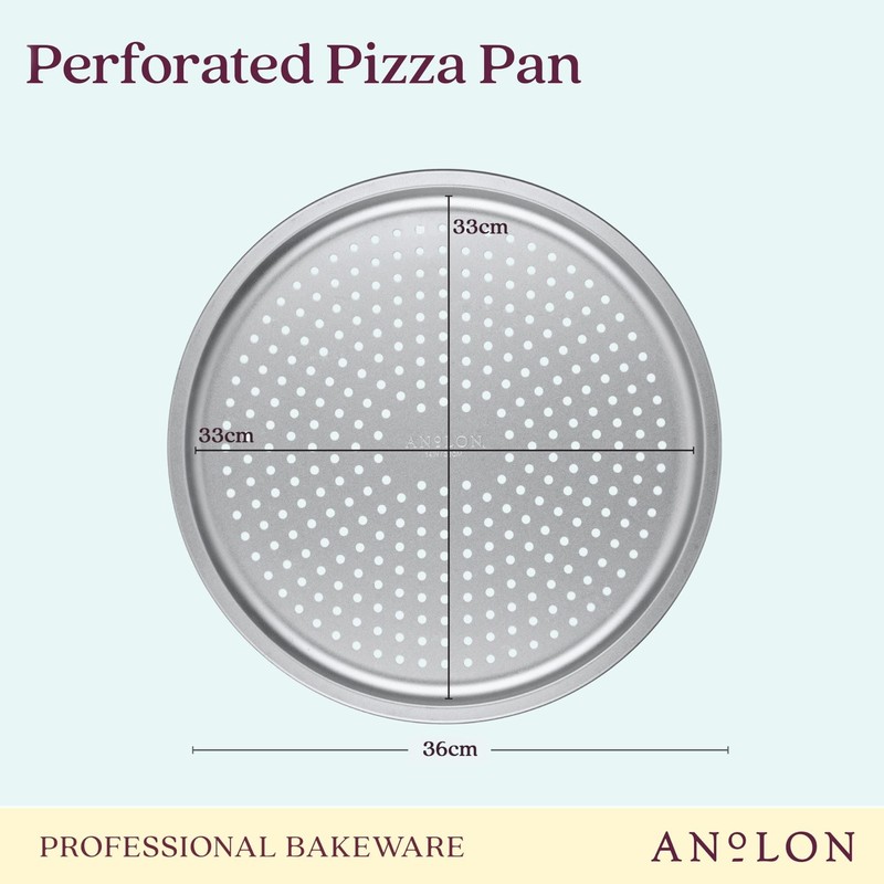 Anolon Pro-Bake Aluminized Steel Bakeware Perforated Pizza Pan, 14 Inch