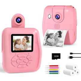 PROGRACE Kids Instant Print Camera - 1080P HD Photos & Videos - Perfect Birthday for Boys & Girls Age 3-12 with 32GB Card