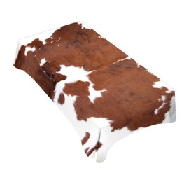 TKS MITLAN Cowhide Decorative Rectangle Tablecloth Farm Animal Brown Cowhide Print Cow Polyester Table Cloths Kitchen Table Cover for Dining BBQ Picnic Coffee Table 52 x 70 Inch 4-6 Seats