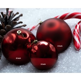 Red Shiny, 8 in, 2 Pack (X-Large, Jumbo)(SPN Decor) (Christmas, Holiday, Christmas Tree)