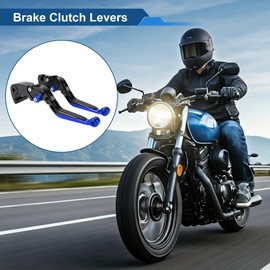 A ABSOPRO Short Long Brake Clutch Levers for Yamaha YZF R1 2015-2022 6 Position Adjustable Motorcycle Handlebar Brake Lever Aluminum Alloy Black Handle Blue End