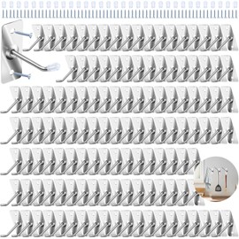 Waltool 60 Pcs 2"/5CM Stainless Steel Wall Mounted Hook with Rubber Protective Caps and Screws, Home Storage Organizer Hangers for Garage Shop Retail Office Kitchen Store Display
