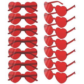 Colorful Rainbow Heart Shaped Rimless Transparent Sunglasses - 14Pack for Women, Girls - Valentine's Day, Bachelorette, Bride Party Favor