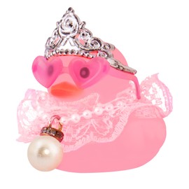wonuu Car Rubber Duck Decoration Cute Pink Car Accessories Car Ducks for Dashboard with Dress Loveglasses Necklace, Lace Skirt