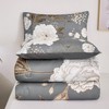 ANGIYUIN 3Pcs Grey Floral Botanical Comforter Set Full Size Printing