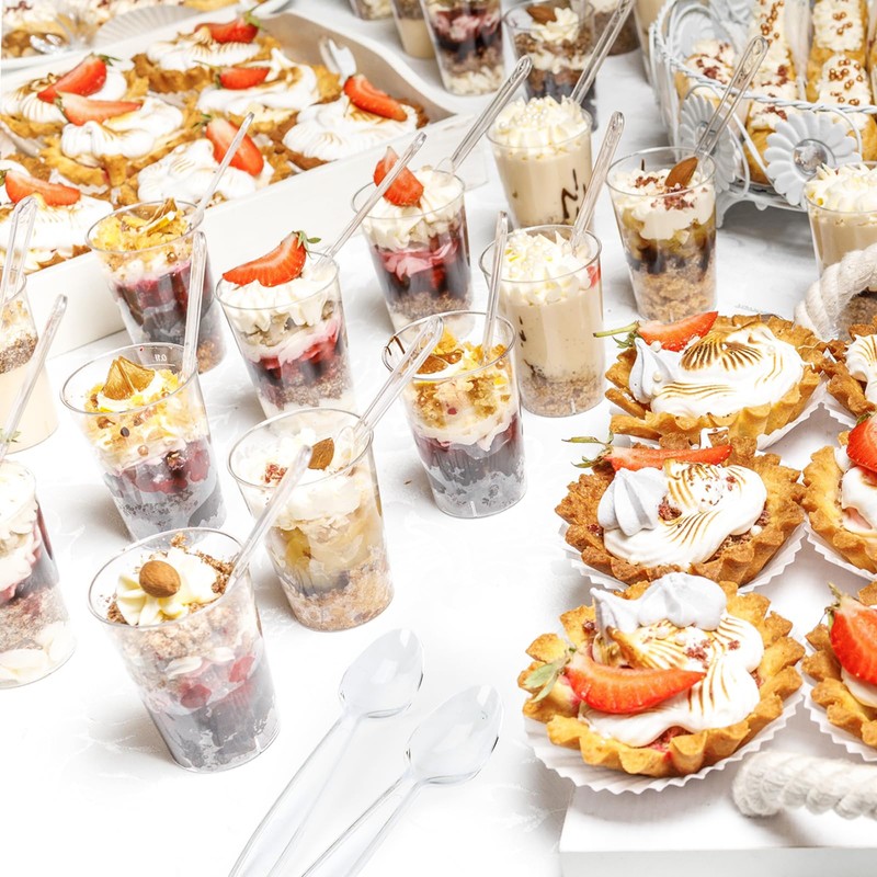 100 Count Plastic Spoons,Heavy Clear Plastic Spoons, Plastic Silverware,Premium Disposable