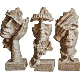 Juego de 3 estatuas de pensador, figuras de arte abstracto de resina, objetos decorativos modernos para el hogar, la oficina y la biblioteca
