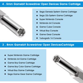 Gamebit Screwdriver 4.5 mm and 3.8 mm, Double-Ended Gamebit Screwdriver Set, Safety Screwdriver for Repair SNES, NES, N64, GameBoy, Magnetic Screwdriver (Blue)