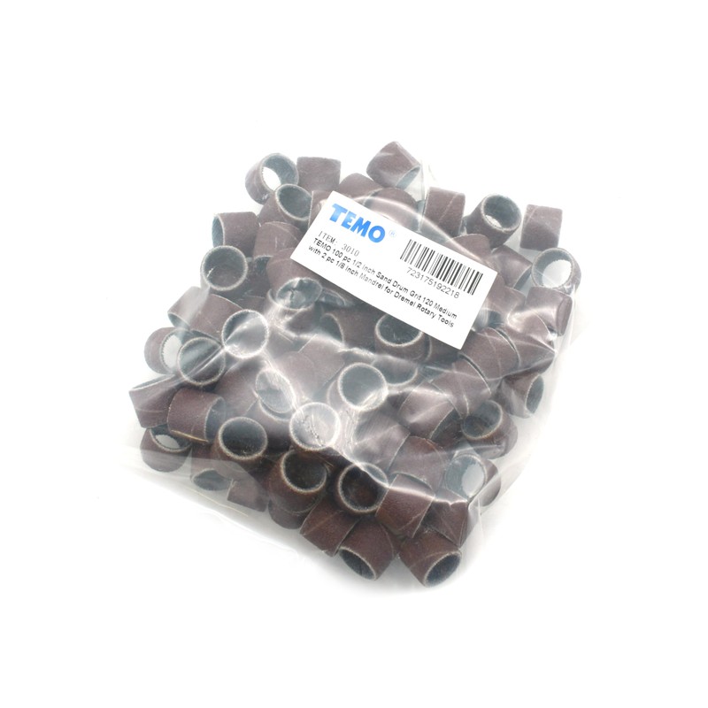 TEMO 100 pc 1/2 Inch Sand Drum Grit 120 Medium