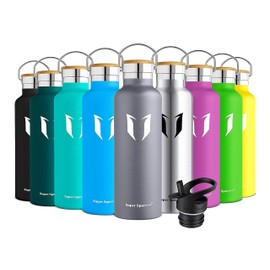 Super Sparrow Water Bottle Insulated - 350ml - Standard Mouth Flask - BPA Free, Leak Proof Drink Bottle - Ergonomic Straw Water Bottles for Work, Gym, Travel, Sports, Outdoor - 2 lids