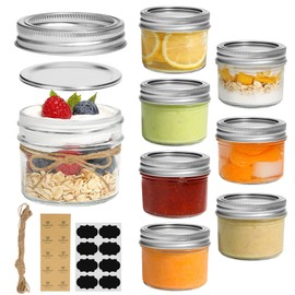 ComSaf ComSaf Mini Mason Jars 4oz - 8 Pack, Regular Mouth Mason Jar with Lids and Seal Bands, Small Glass Canning Jar for Spice, Jam, Honey, Jelly, Dessert, Shower Wedding Favors, DIY Candles Decor