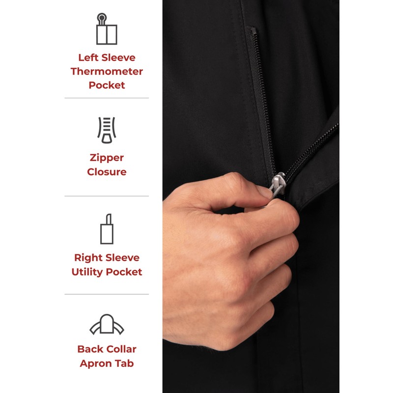 Chef Works Chef Works Men's Springfield Chef Coat, Black, Medium