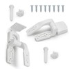 White Plastic Toilet Seat Hinge Replacement with Bolts, Screws, and