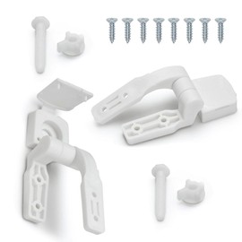 White Plastic Toilet Seat Hinge Replacement with Bolts, Screws, and Nuts, Universal Toilet Seat Bracket Hardware for Replacement and Repair.