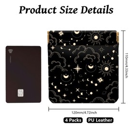 Peacoblue Squeeze Coin Purse 4Pcs Sun and Moon PU Leather Change Purse, Waterproof Durable Mini Wallet Pouch Money Holder Gift for Women Girls Men