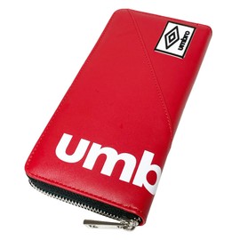 Umbro Long Wallet, Double Logo, Bill Compartment, Round Zipper, Brand Plate, Logo, Men's, Women's, Boys, Unisex, red