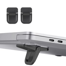 ALLVD Black Laptop Holder, Macbook PC Stand, Human, Engineering, Paste Type, Foldable, Footheat, Zinc Alloy, Durable, Easy to Carry, Cooling, Heat Dissipation, Lightweight, Anti-Slip, Easy to Carry