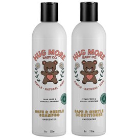 Hug More Gentle Baby Shampoo & Conditioner – Unscented Pack of 2 – Tear-Free, Hypoallergenic – 8 Ounce