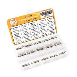 WOWOONE 75pcs Quick Blow Glass Tube Fuse Assorted Kit 250V 5x20/6x30mm, 6x30, 0.5A,1A,2A,3A,5A,6A,8A,10A,15A,20A, 250volt 5x20mm, 1A,5A,10A,15A, 20amp Mini Fast-Blow Glass Fuses