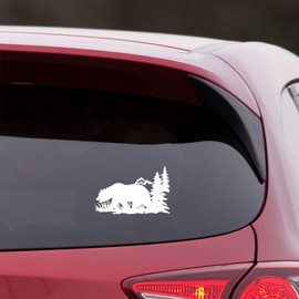NBFU Bear Hunting Forest 1 (White) (Set of 2) Premium Waterproof Vinyl Decal Stickers for Laptop Phone Helmet Car Bumper Mug Tuber Cup Door Wall Decoration